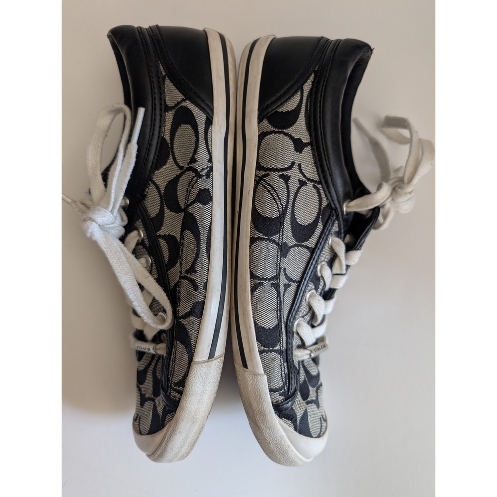 Coach Francesca Black Signature C Sneakers Women's Size 9B A5012 Canvas Leather - Picture 10 of 11
